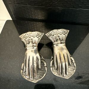 Vintage Silver Hand-Shaped Clips set of 2 aged look